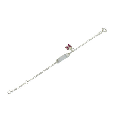 Silberidentitäts-/ Gravurarmband Schmetterling rosa...
