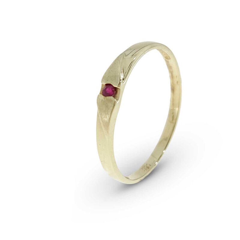 Damenring mit Rubin 333/- Gelbgold Gr. 56