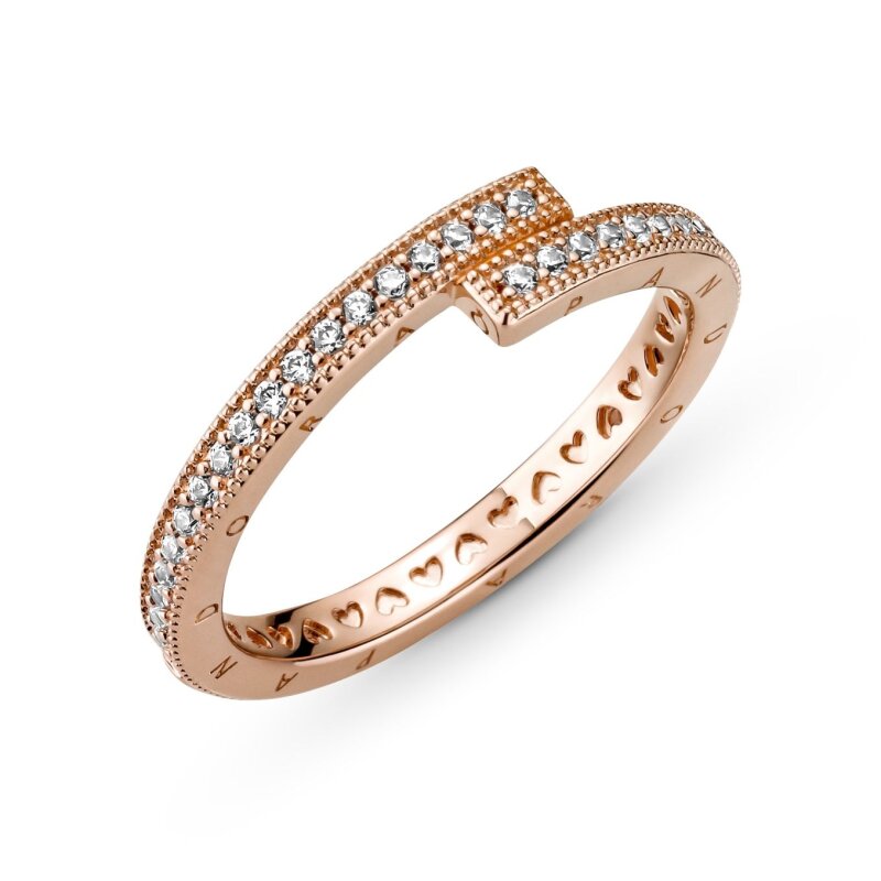 PANDORA ROSE Ring 189491C01-56 Sparkling Overlapping