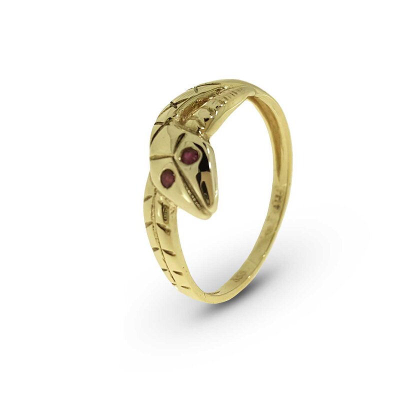 Schlangenring mit Rubin 333/- Gelbgold Gr. 55