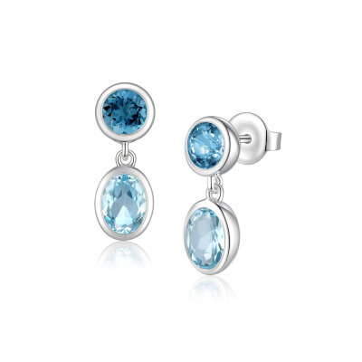 Quinn 925/- Silber Ohrhänger Blautopas 035369958
