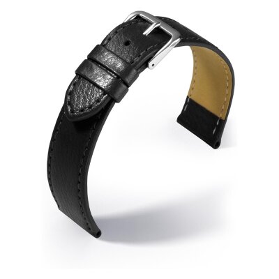 Uhrenlederband Kansas Schwarz 20 mm