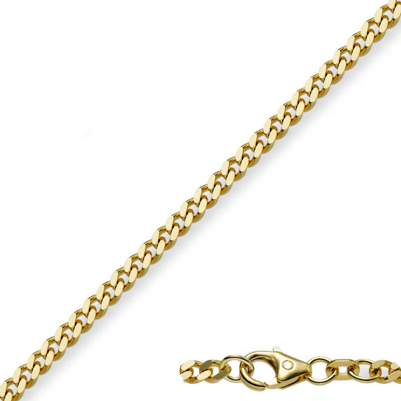 Massive Flachpanzerkette 585/- Gelbgold 45 cm 3,4 mm