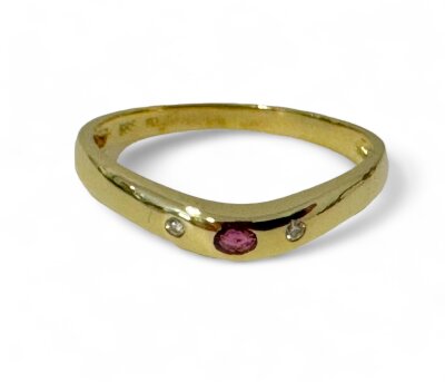 Rubinring mit Diamanten 585/-Gelbgold Gr. 56