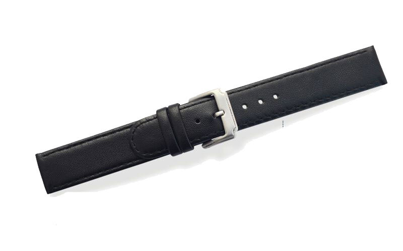 Uhrenlederband Technikleder-Naht schwarz 22/22 mm