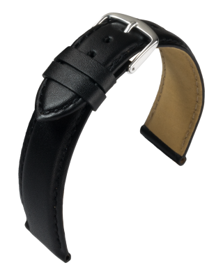 Uhrenlederband Büffelkalb Schwarz 18 mm