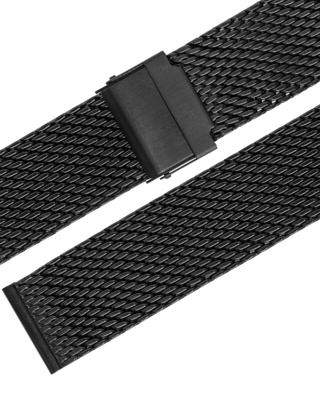 Uhren Metallband Edelstahl schwarz poliert Milanaise 22 mm