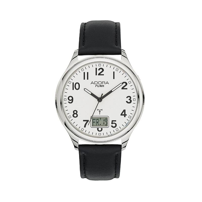 Adora Funk Herrenuhr AF7189 mit Lederband weißes Zifferblatt