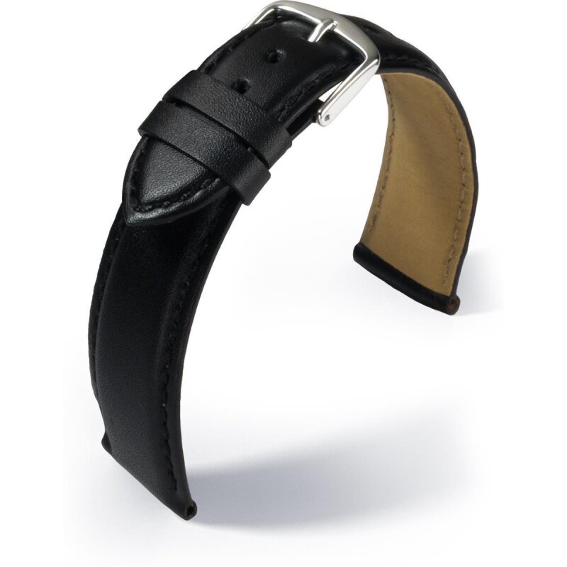 Eulit Lederband Büffelkalb Schwarz 22 mm extralang