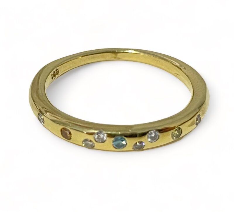 Damenring 585/- GG mit farbigen Brillanten 0,20ct w/si Gr. 52