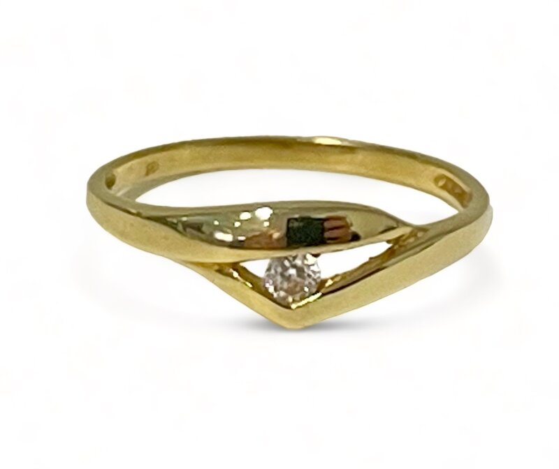 Damenring mit Zirkonia 585/- Gelbgold Gr. 48