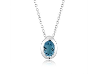 Quinn Halskette 925/- Silber Blautopas oval London Blue