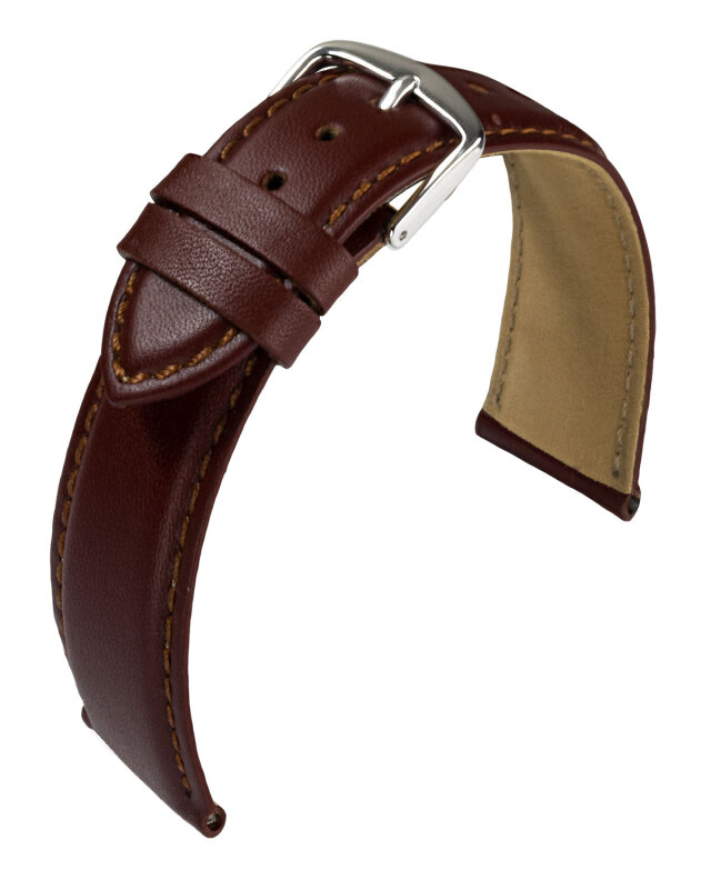 Uhrenlederband Büffelkalb braun14 mm XL extra lang