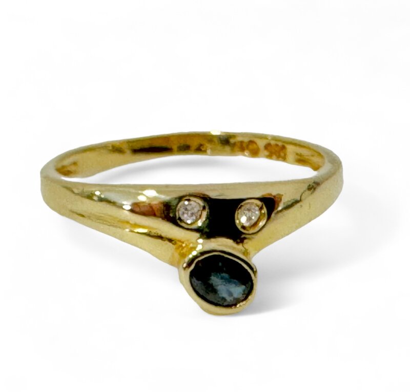 Saphirring mit Diamanten 585/-GG Gr. 55