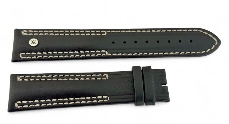 Bruno Söhnle Lederband schwarz 22 mm ohne Dornschließe XL Überlänge