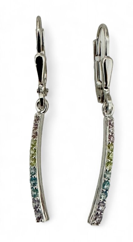 Ohrhänger 925/- Silber rhodiniert Zirkonia Multicolor