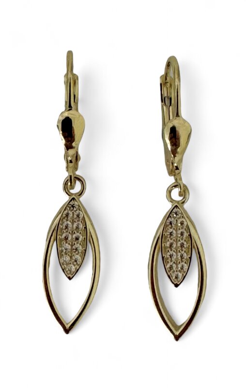 Ohrhänger 333/- Gelbgold mit Zirkonia 32 x 6,5 mm