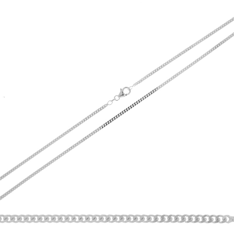 Flachpanzerkette 925/- Silber rhodiniert 45 cm 2,4 mm breit
