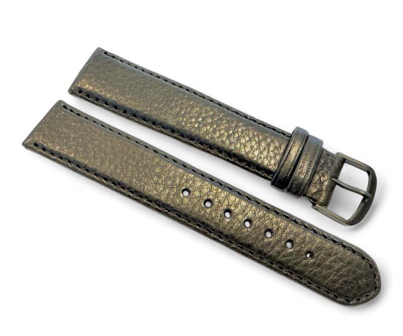 Uhrenlederband Soft Nappa schwarz 20 mm XL extralang