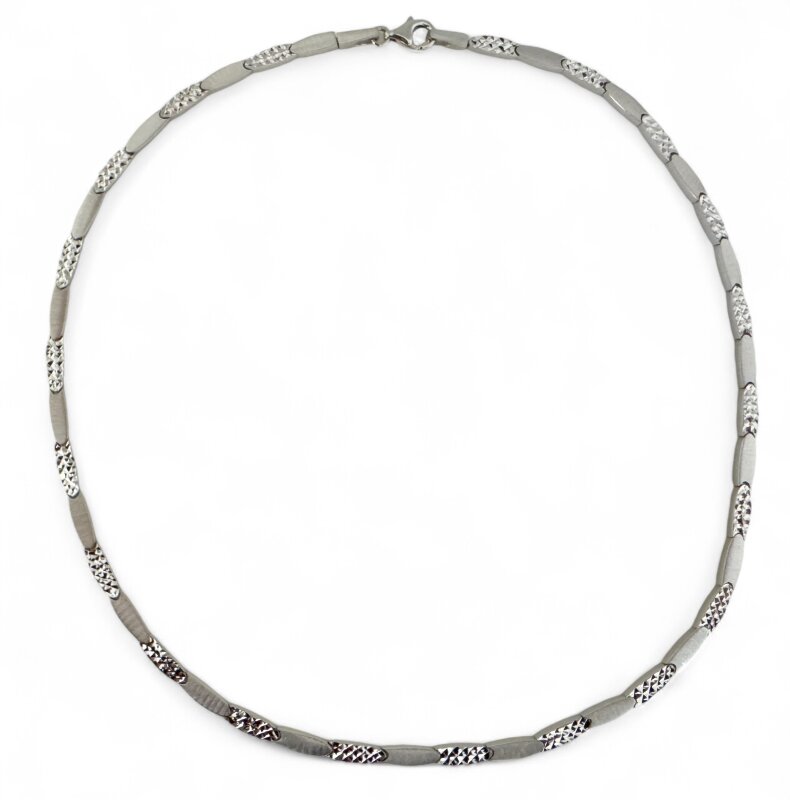 Silbercollier 925/- rhodiniert mit Diamantierung 50 cm