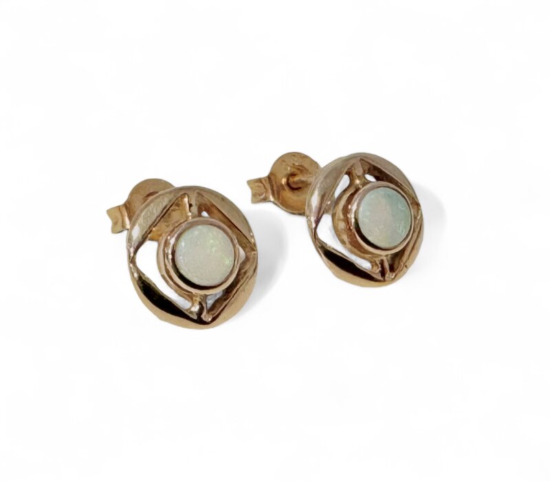 Ohrstecker 333/- Rotgold mit Opal 9 mm