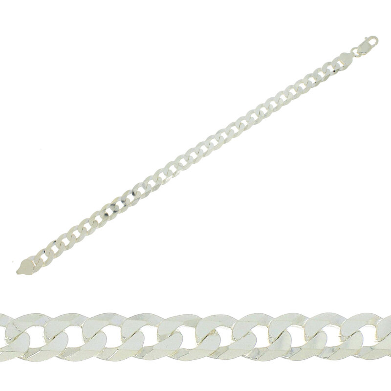 massives Silberarmband 925/- Panzer flach 7,5 mm 23 cm