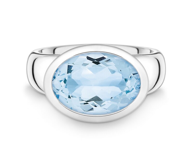 Quinn Silberring 925/- Blautopas beh. Gr. 56