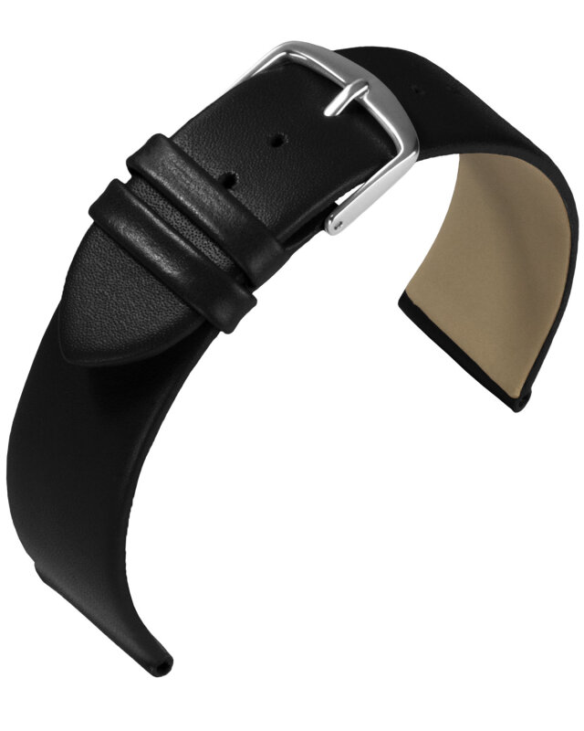 Uhrenlederarmband Dolly Schwarz 10 mm Extra Lang