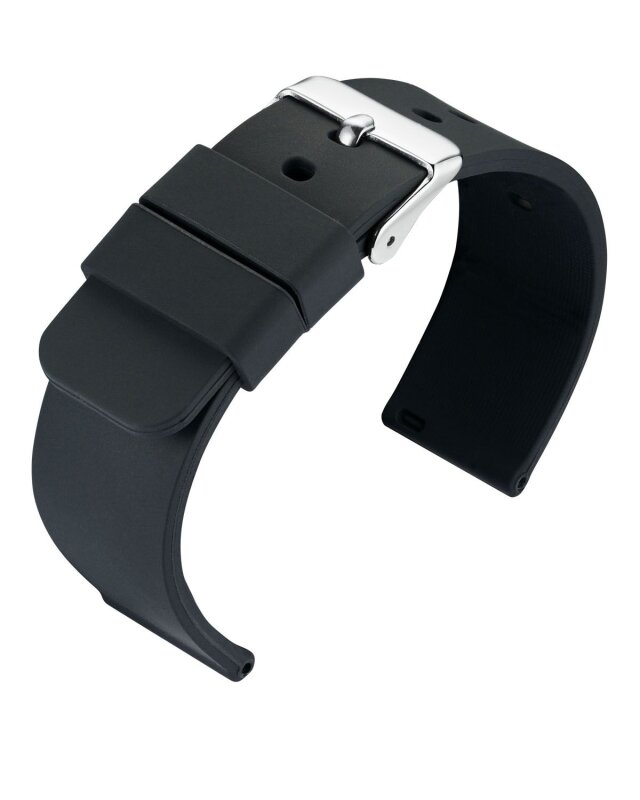 Uhrenarmband Silikon schwarz 20 mm