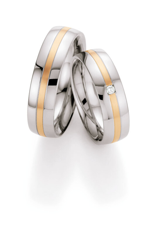 Collection Ruesch Trauringe White Style Steel & Gold 585 Brillant