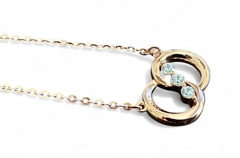 Halskette 925/- Sterlingsilber roségold verschlungene Kreise mit Zirkonia 42+3 cm