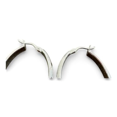 Silbercreolen 925/- rhodiniert oval mit Schliff 35 x 4 mm