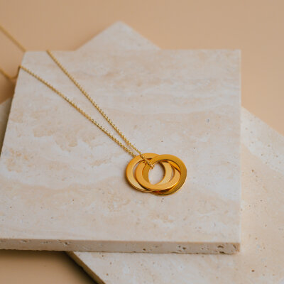 Family Kette 3 Ringe 925/-Silber gelbgold 42 + 3 cm