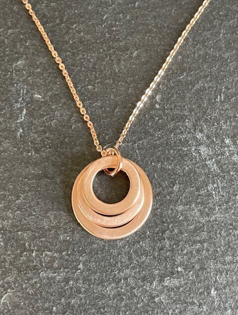 Family Kette 3 Ringe 925/-Silber roségold matt 42 + 3 cm