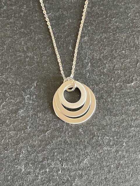 Family Kette 3 Ringe 925/-Silber matt 42 + 3 cm
