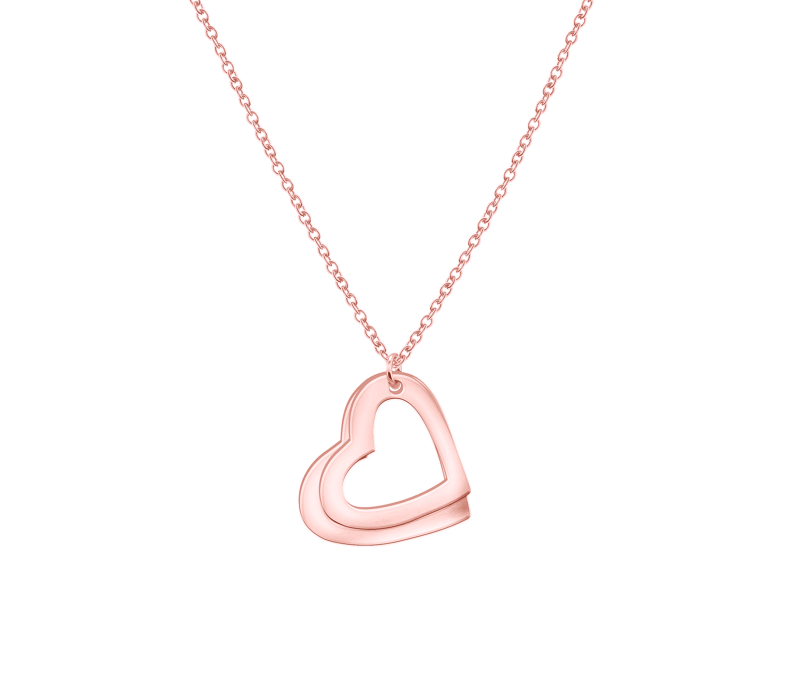 2er Herzkette gravierbar 925/-Silber rosegold 42 + 3 cm
