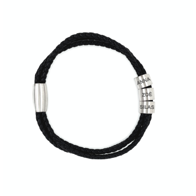 Armband für Herren mit gravierbaren Elementen Edelstahl / Leder