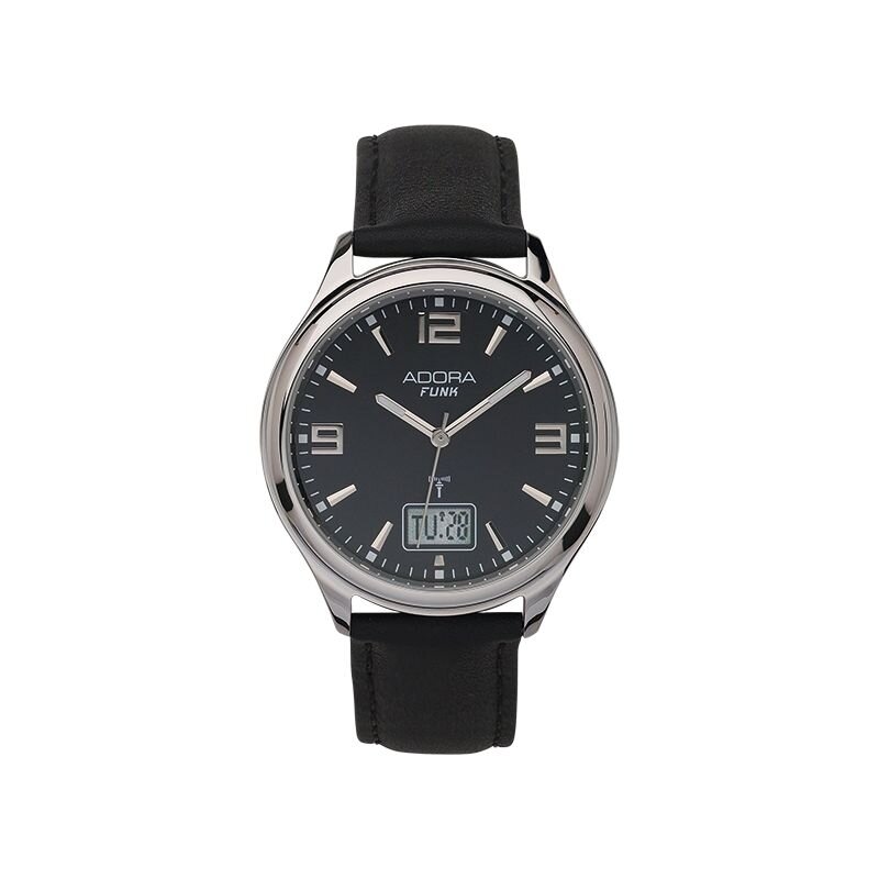 Adora Funk Herrenuhr AF7154 mit Lederband schwarzes Zifferblatt