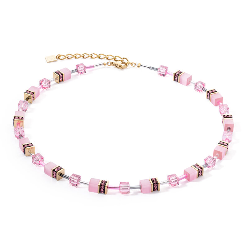 Coeur de Lion GeoCUBE® Iconic Mono Gold Halskette Rosa 4020101920