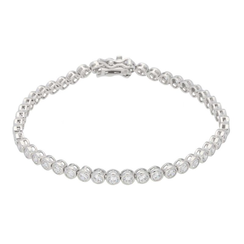 Tennisarmband Zirkonia 925/- Silber rhodiniert 18 cm