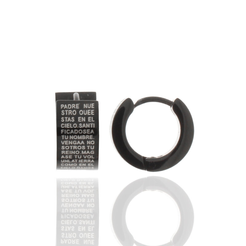 Creole Edelstahl schwarz,Schriftzeichen,13mm