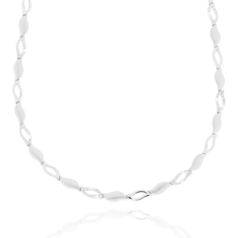Collier 925/-Silber rhodiniert matt/poliert Zirkoniabesatz 45 cm