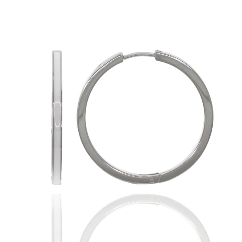 Creolen Titan poliert Einlage weiß 2,2 x 30 mm