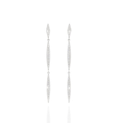 Ohrstecker 925/-Silber rhodiniert CZ 3 x 67 mm