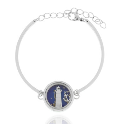 maritimes Armband Edelstahl Leuchtturm blau,Sand,20mm,15...