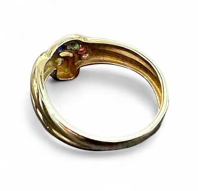 Goldring 585/- Gelbgold mit Rubin / Saphir / Smaragd / Diamant Gr.54