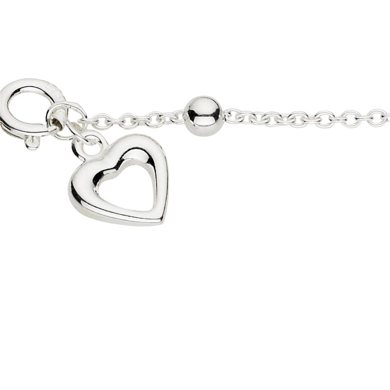 Fußkette mit Herz Anhänger 925/-Silber 25 cm