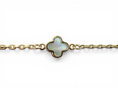 Armband 585/- Geldgold mit Perlmuttblumen 19 cm