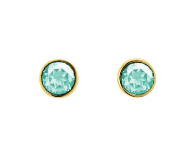 Ohrstecker 585/- Gelbgold mit Zirkonia aquamarinfarben 4 mm