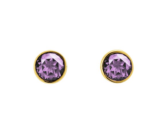 Ohrstecker 585/- Gelbgold mit Zirkonia fliederfarben 4 mm